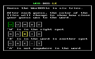 WorDOSle Help Screen